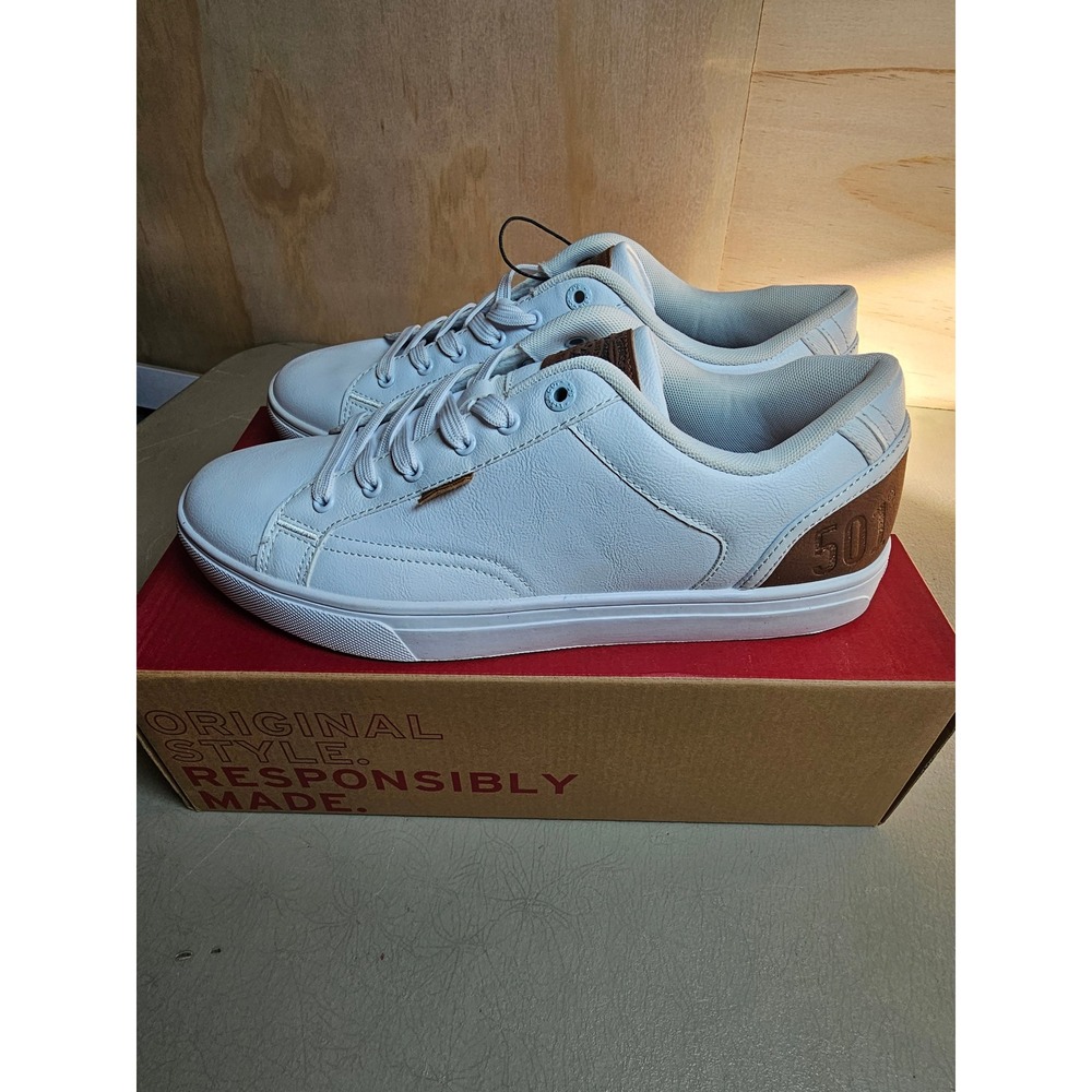 Levis Jeffrey 501 Tumbled UL Mens White Tan Sneakers Shoes 10.5 519495-71X1 - Picture 4 of 12